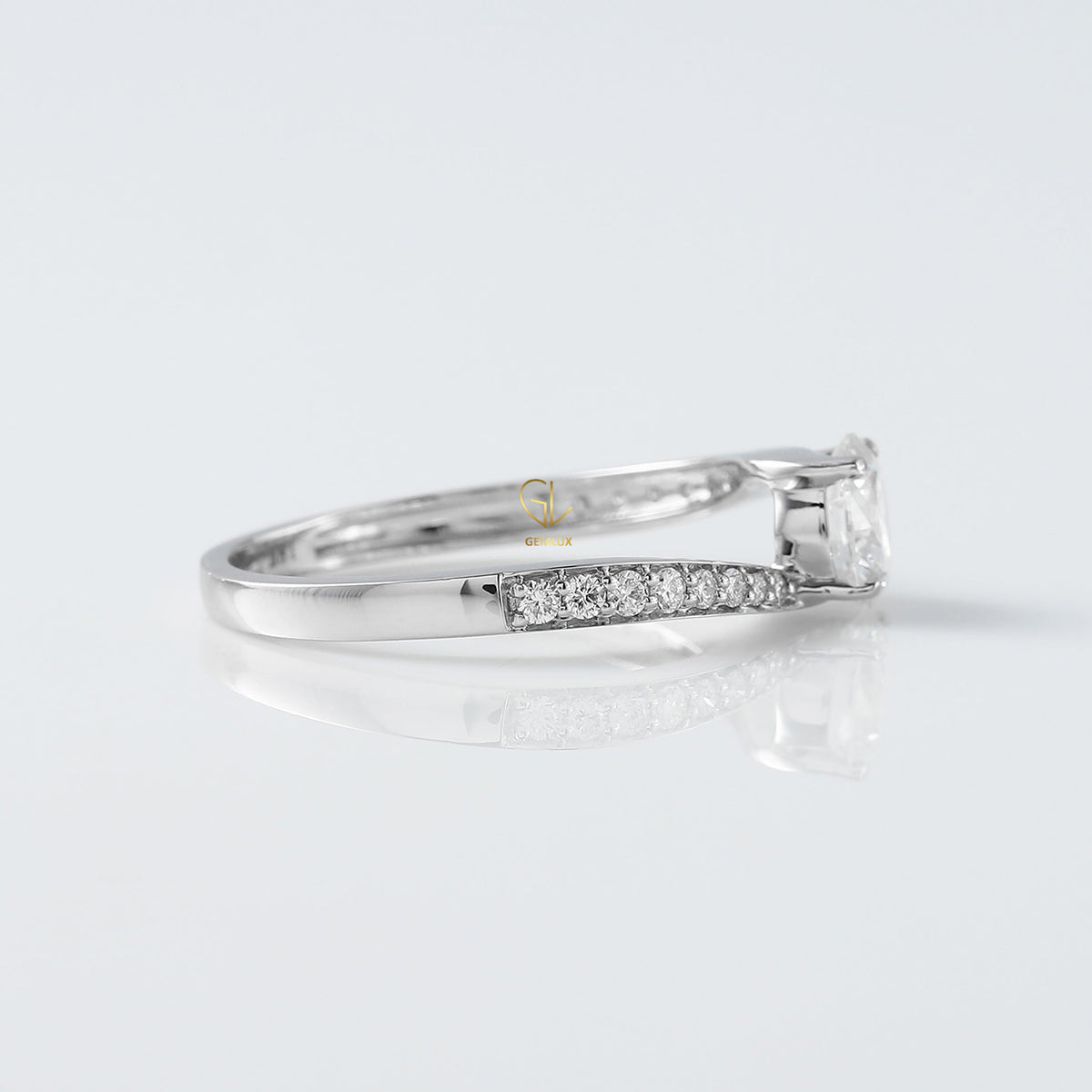 Round Cut Moissanite Bypass Engagement Ring