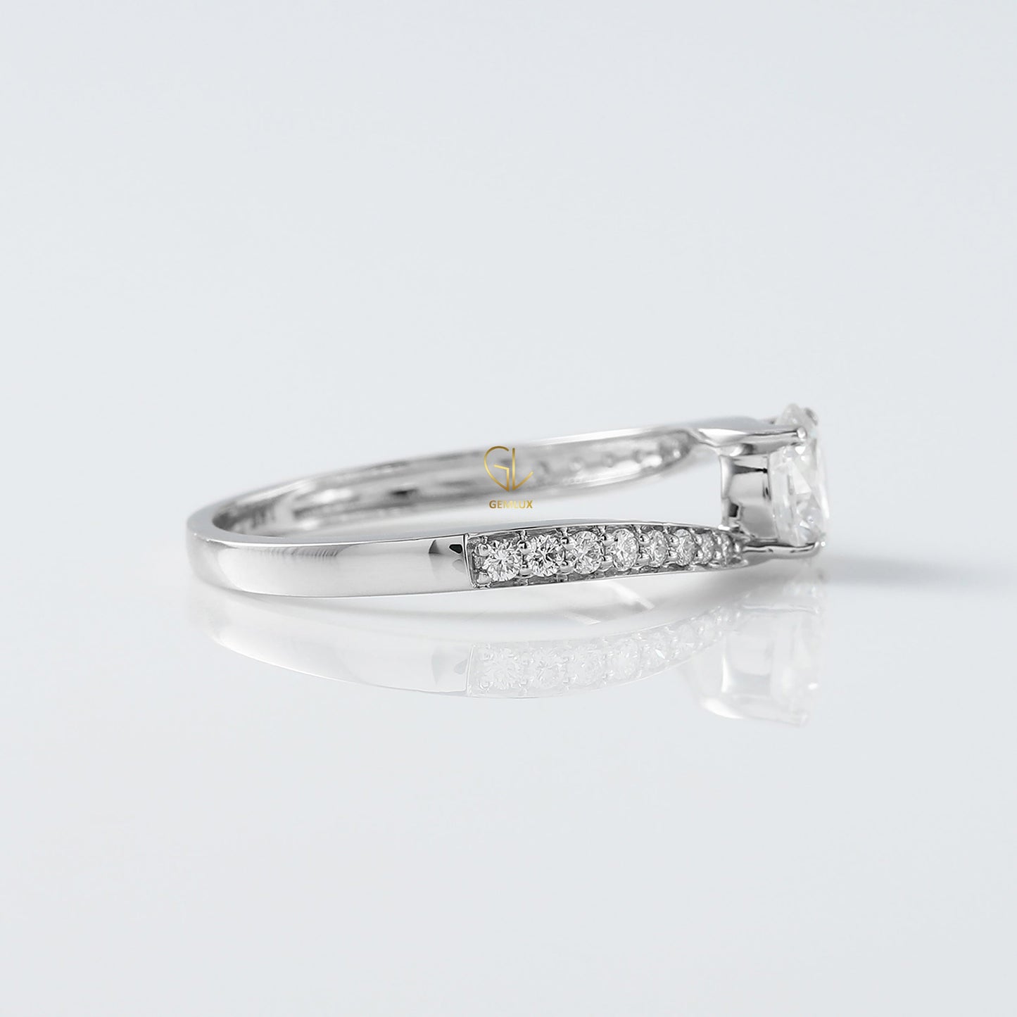 IGI certified Round Diamond Bypass Engagement Ring