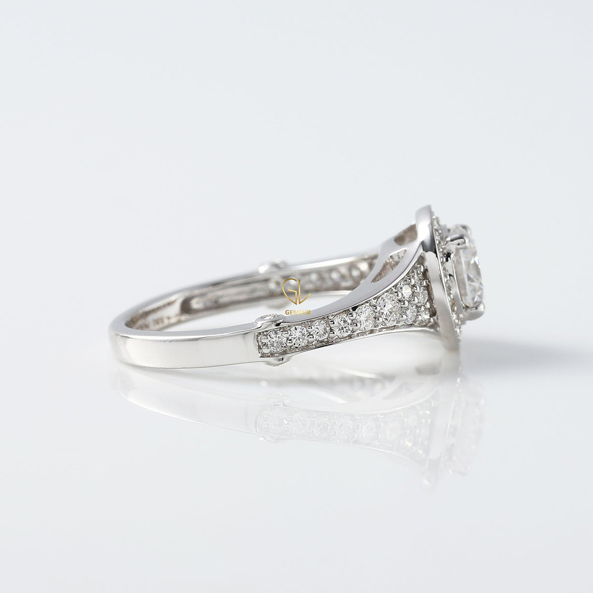 Round Moissanite Halo Engagement Ring