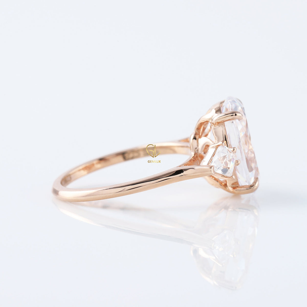 3 Ct Oval Cut Lab Grown Three Stone Engagement Ring