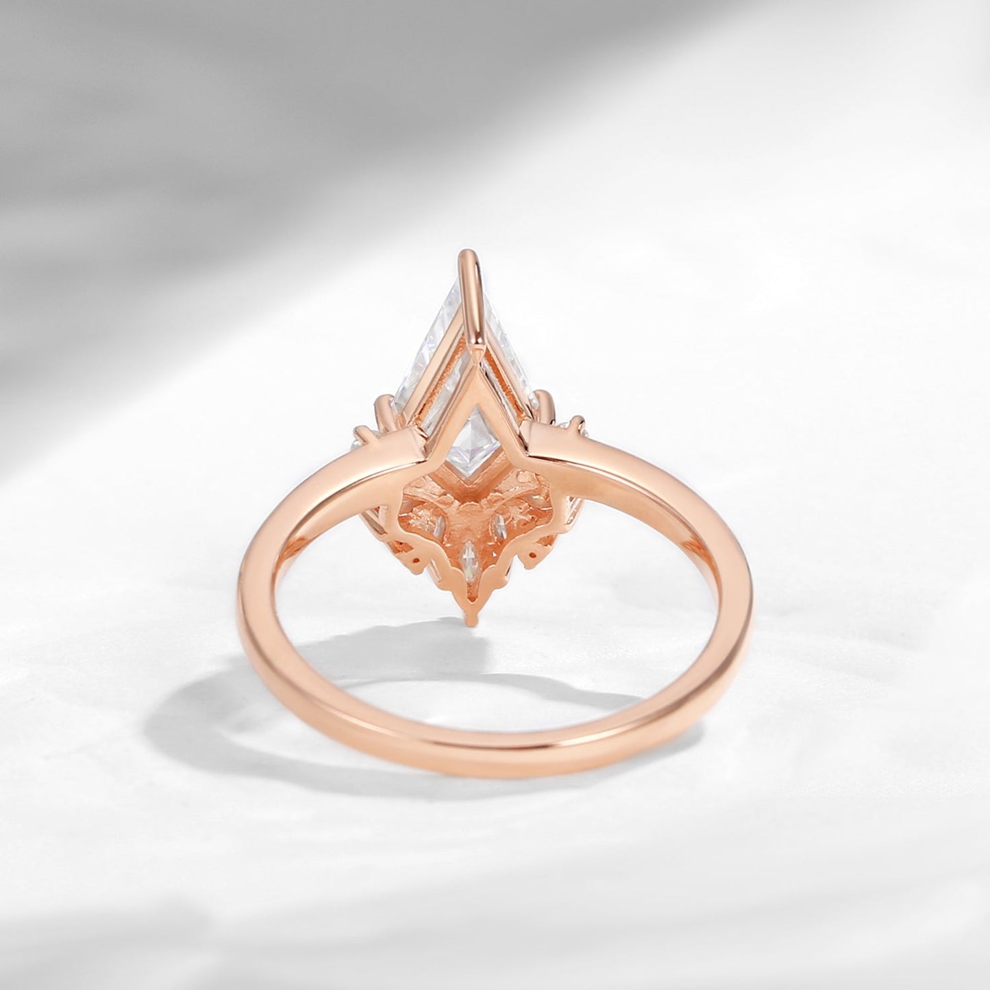 Kite Cut Moissanite Cluster Engagement Ring