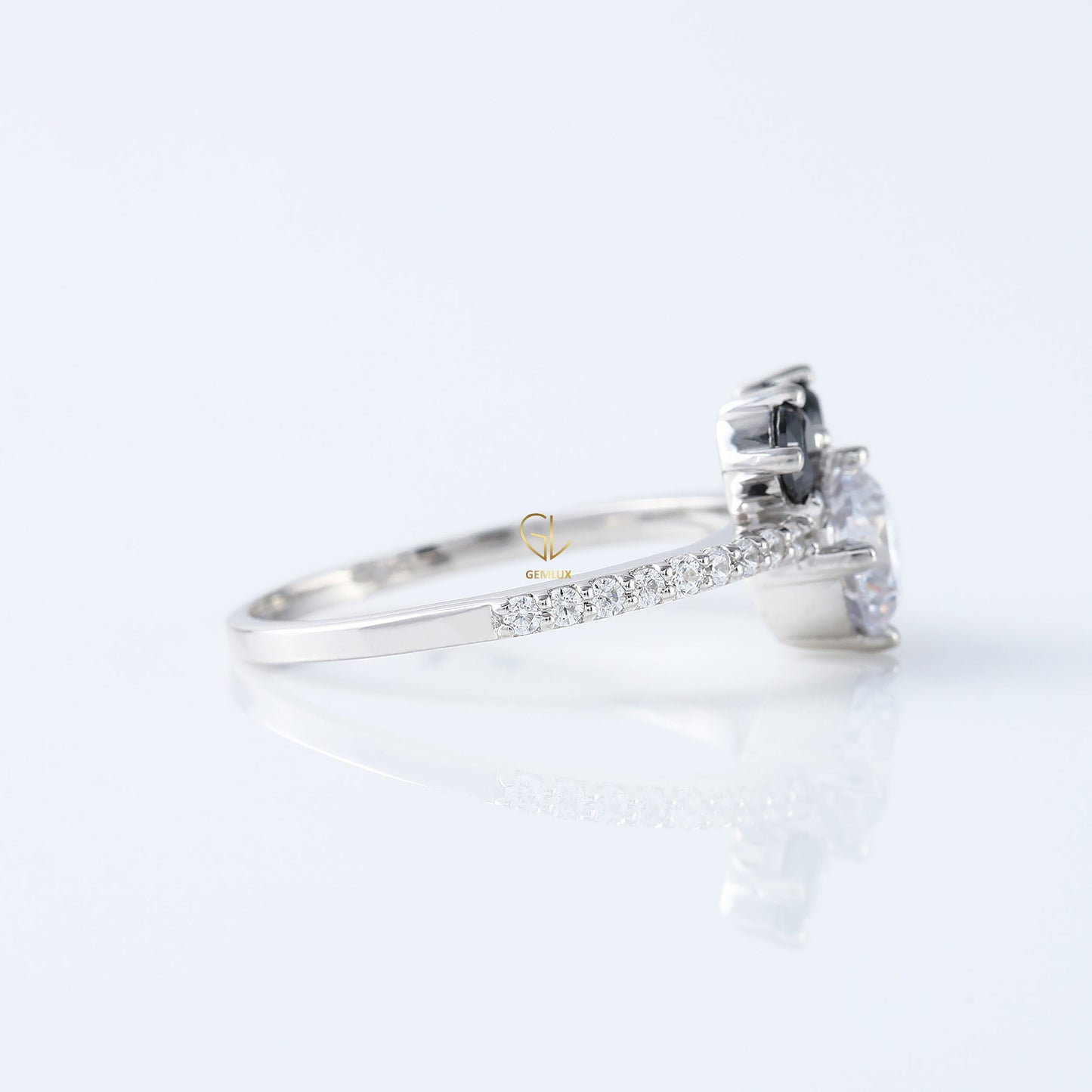 Round Moissanite Three Stone Mickey Mouse Ring