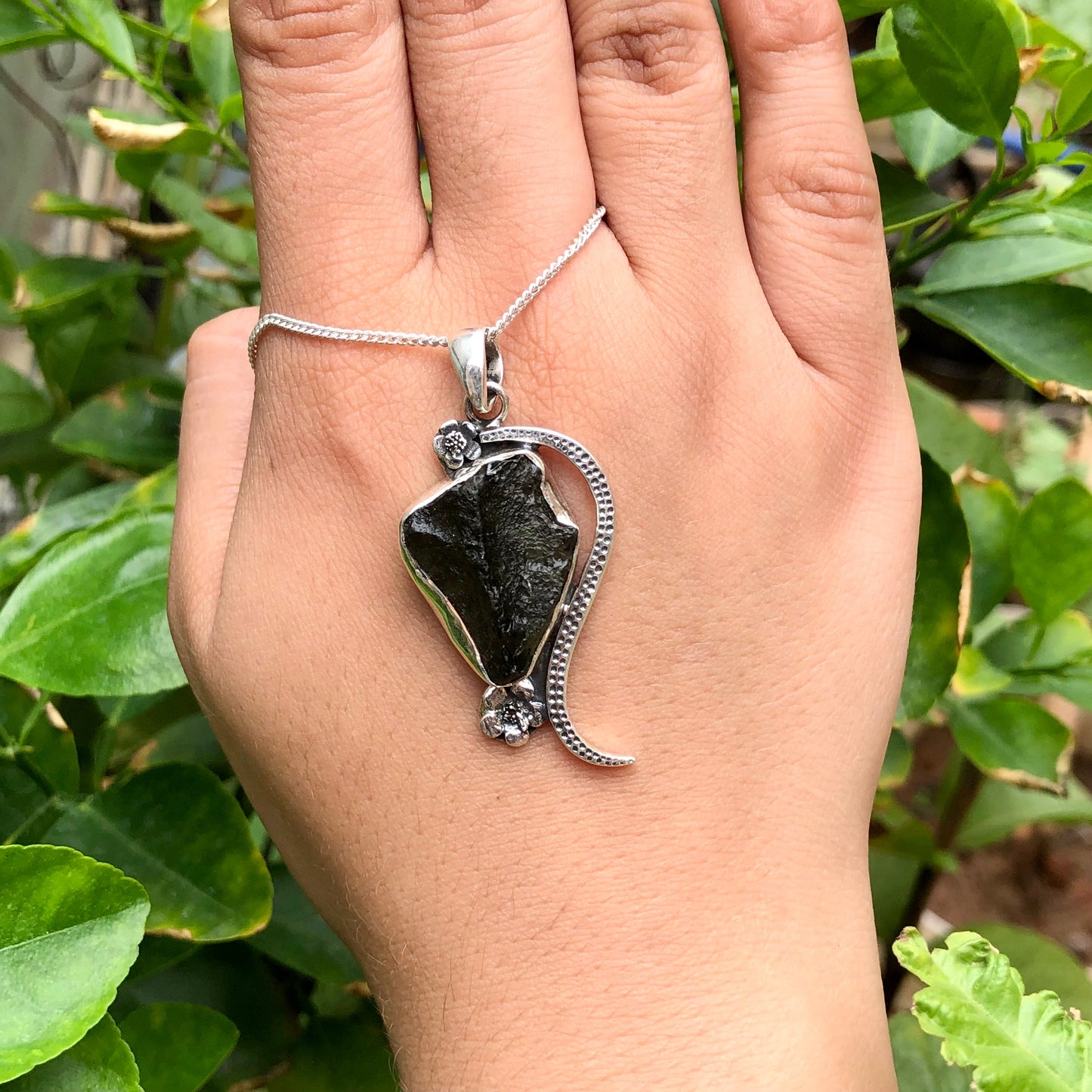 Certified Rough Moldavite Pendant, 925 Solid Sterling Silver Handmade Designer Pendant, 100% Natural Moldavite Gemstone Pendant Gift For Her