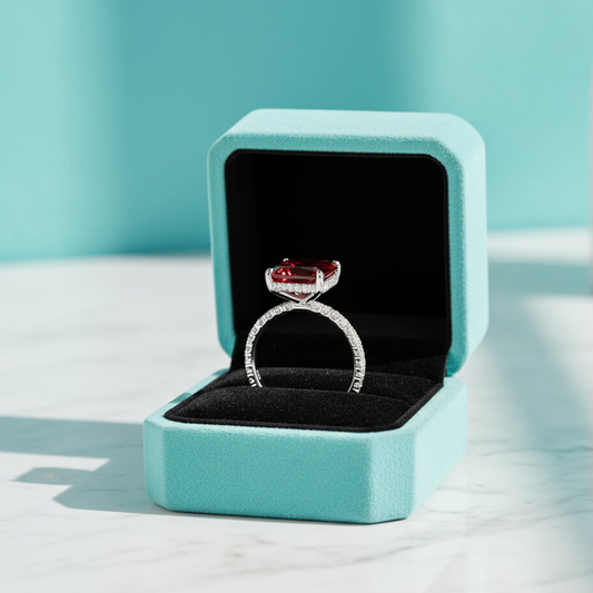 2.90 Ct Old Mine Cut Ruby 14K White Gold Engagement Ring