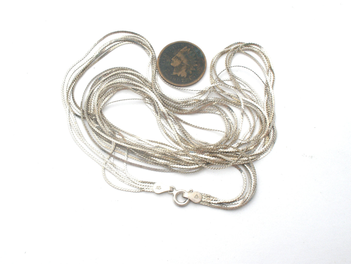 Italian Multi Chain Necklace Sterling Silver 31" Long