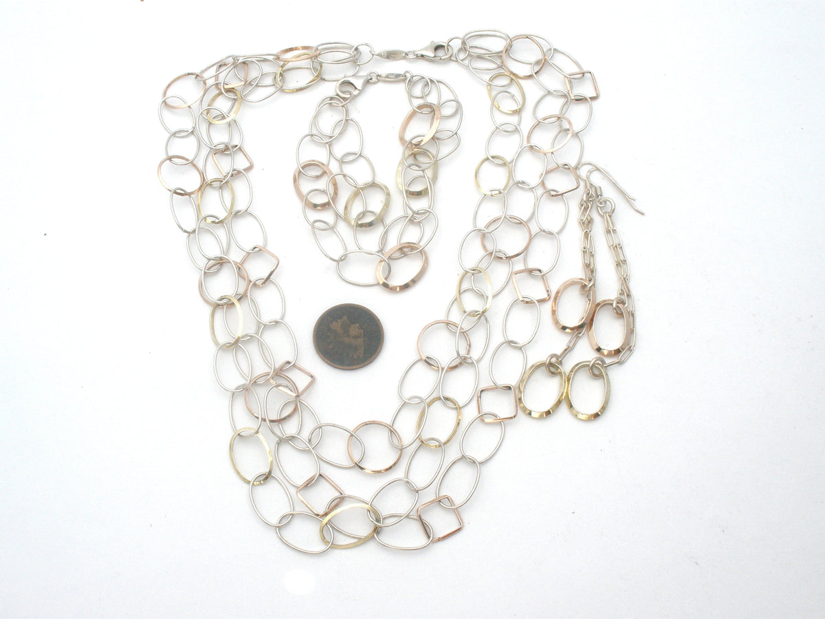 Italian Two Tone Sterling Silver Jewelry Set