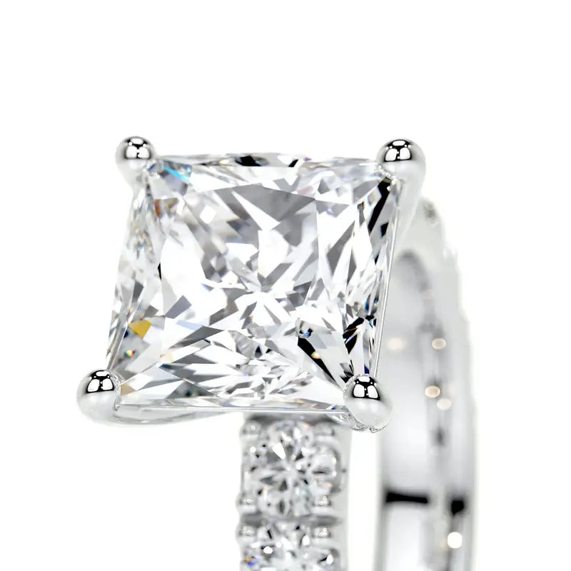 Sumptuous Solarii Moissanite 6.0ct Princess Cut 925 Sterling Silver Pave Engagement Ring