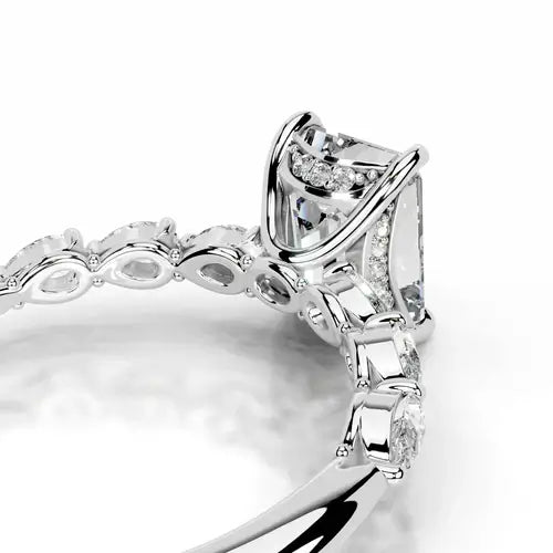 Sublime Solarii Moissanite 2.0ct Emerald Cut 925 Sterling Side Stone Engagement Ring