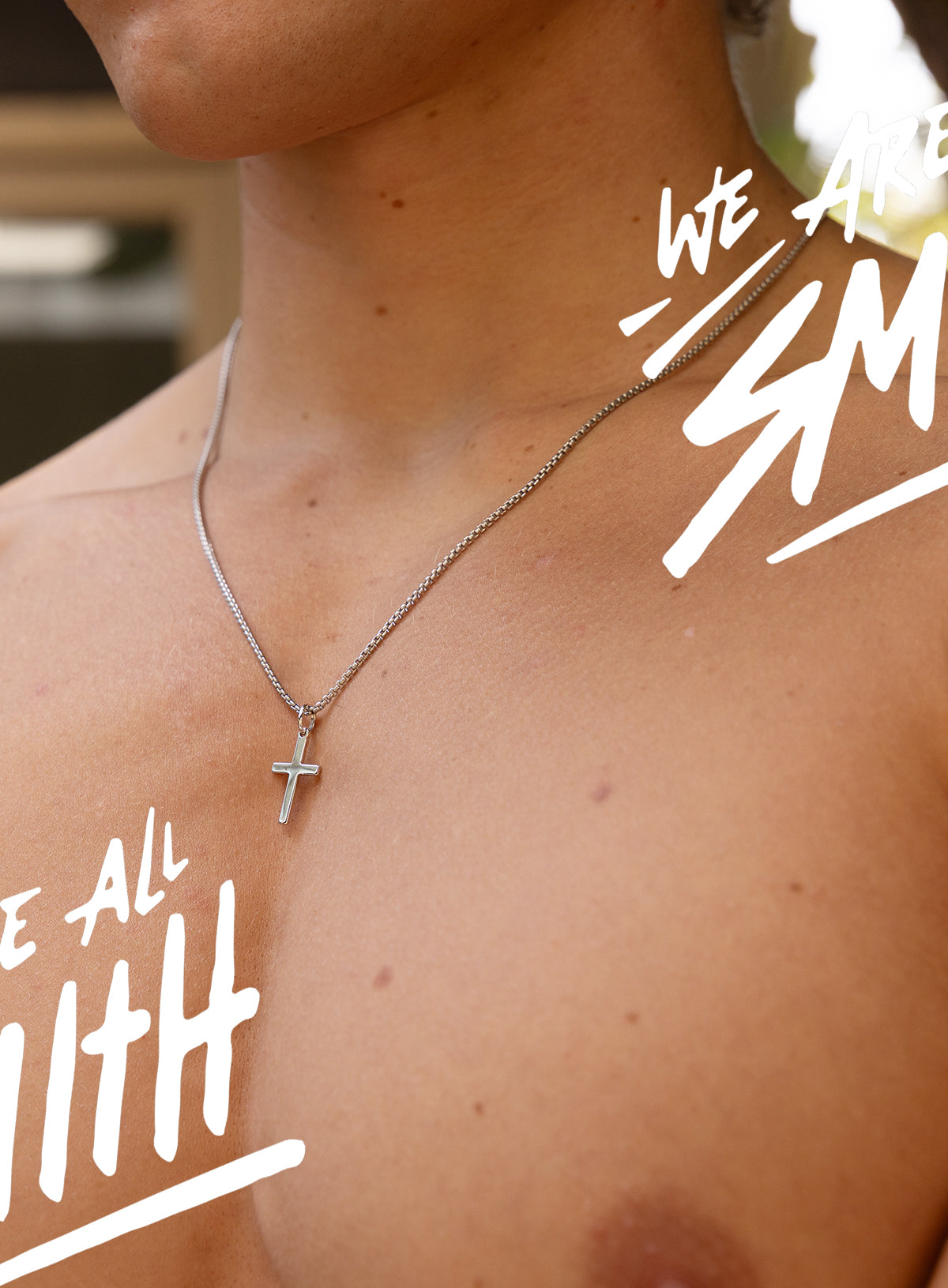 Sterling Silver Small Cross Pendant Necklace for Men (Box Chain)