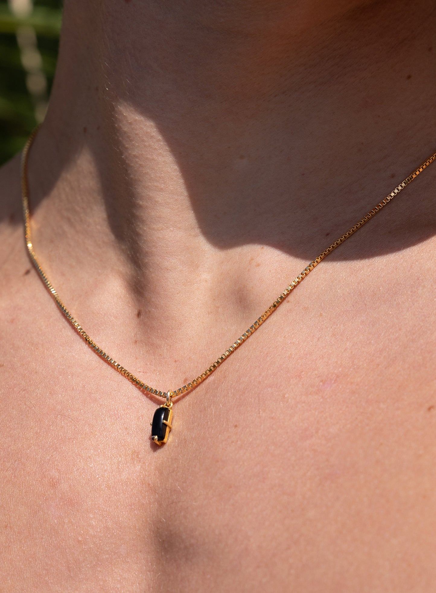Genuine Black Onyx 14k Gold Filled Chain Necklace for Men
