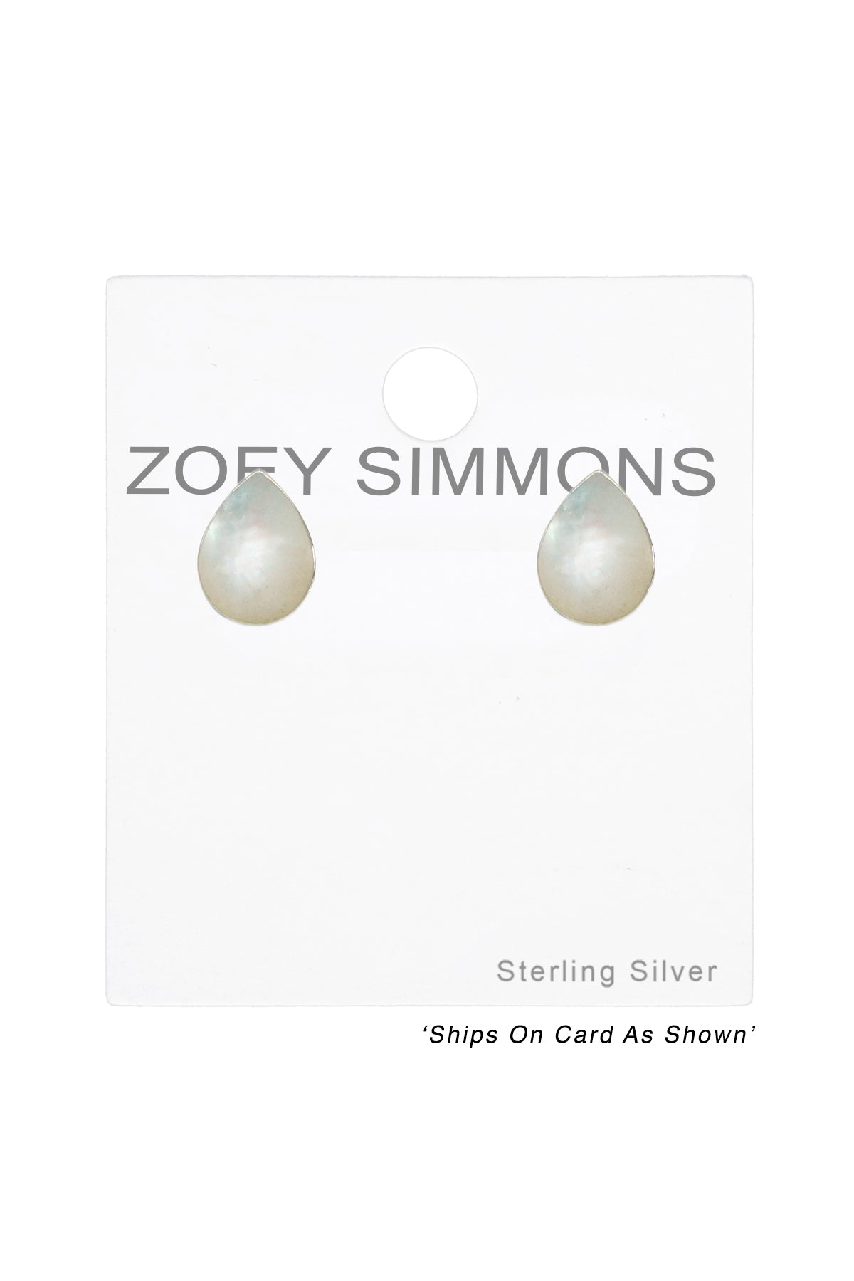 Sterling Silver Pear Ear Studs With Imitation Stone - SS