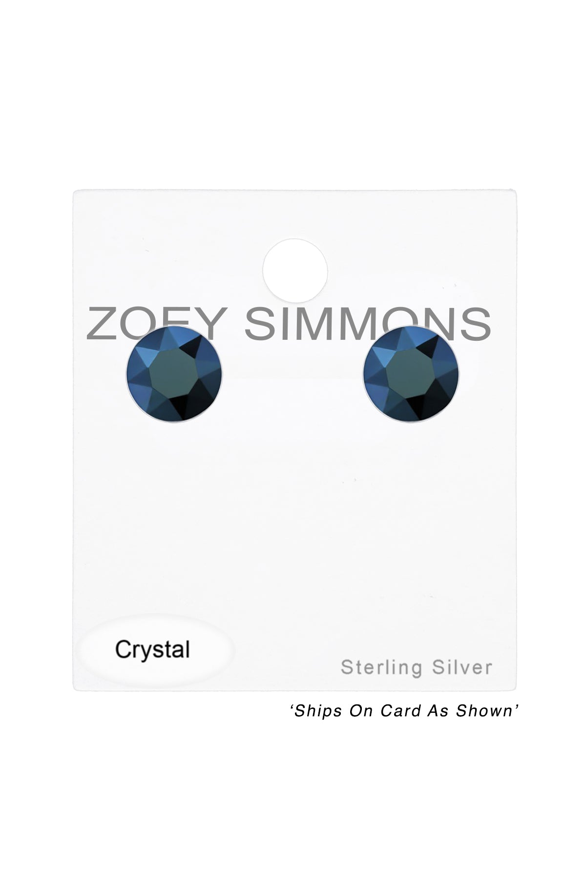 Sterling Silver Round Ear Studs With Genuine Crystals - SS
