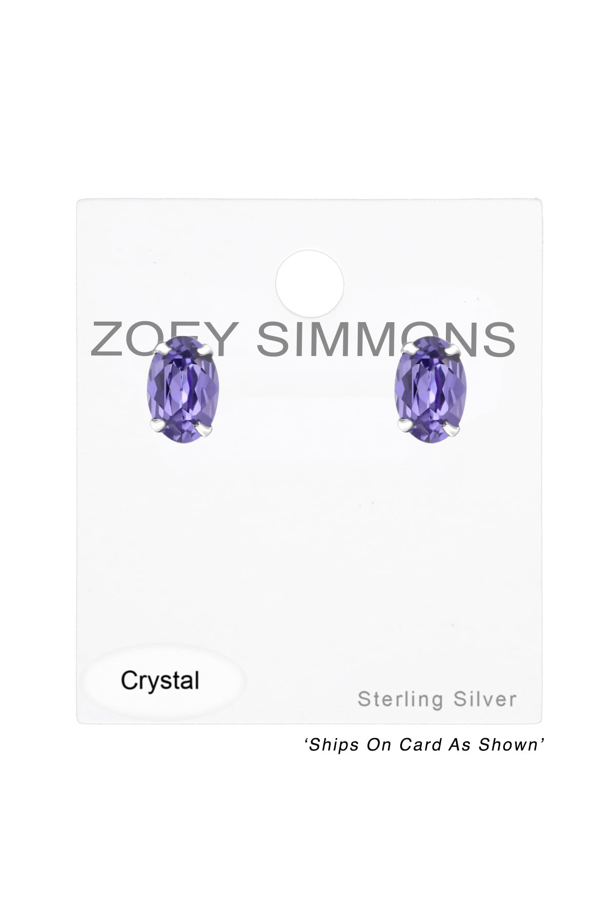 Sterling Silver Oval Ear Studs With Genuine Crystals - SS