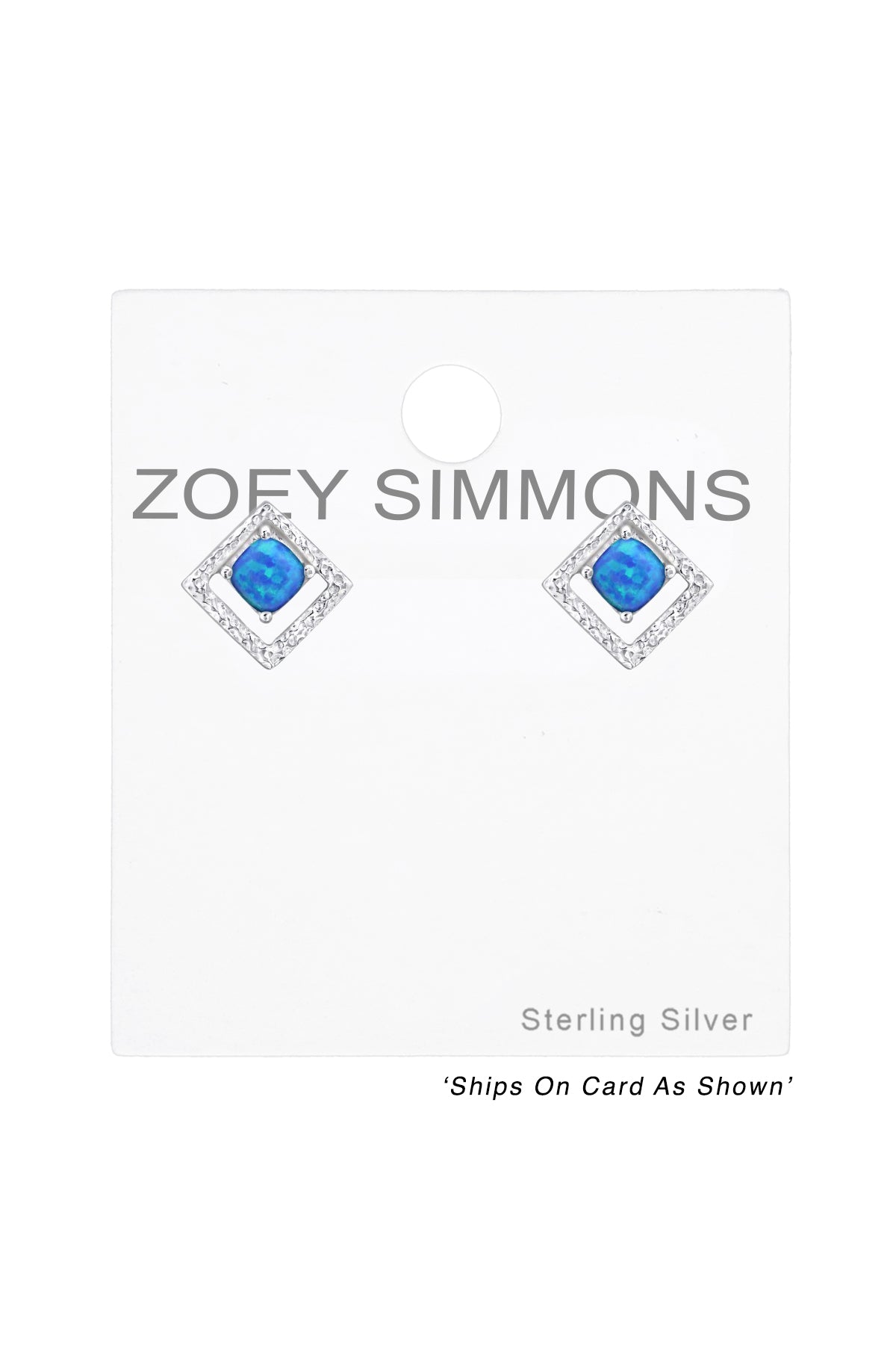 Sterling Silver Square Ear Studs With Opal - SS