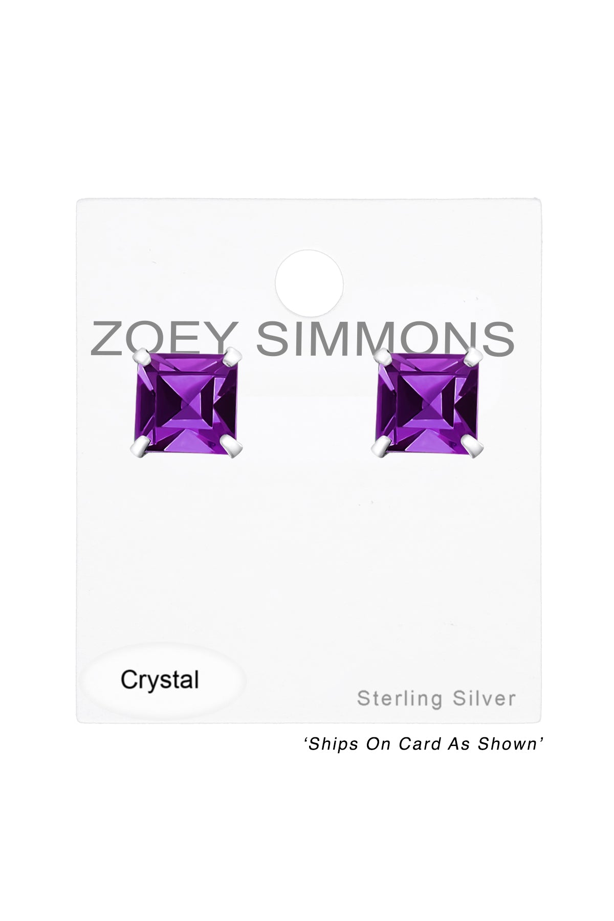 Sterling Silver Square 6mm Ear Studs With Crystals - SS