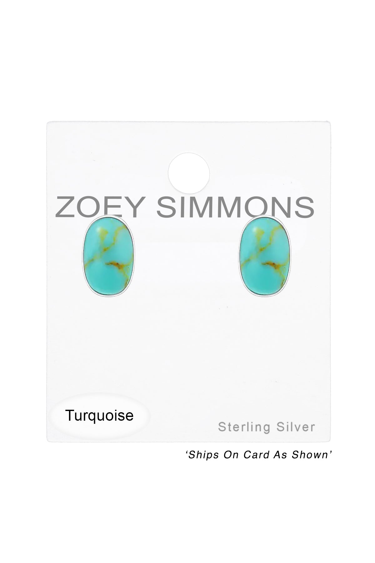 Sterling Silver Oval Ear Studs With Imitation Stone - SS