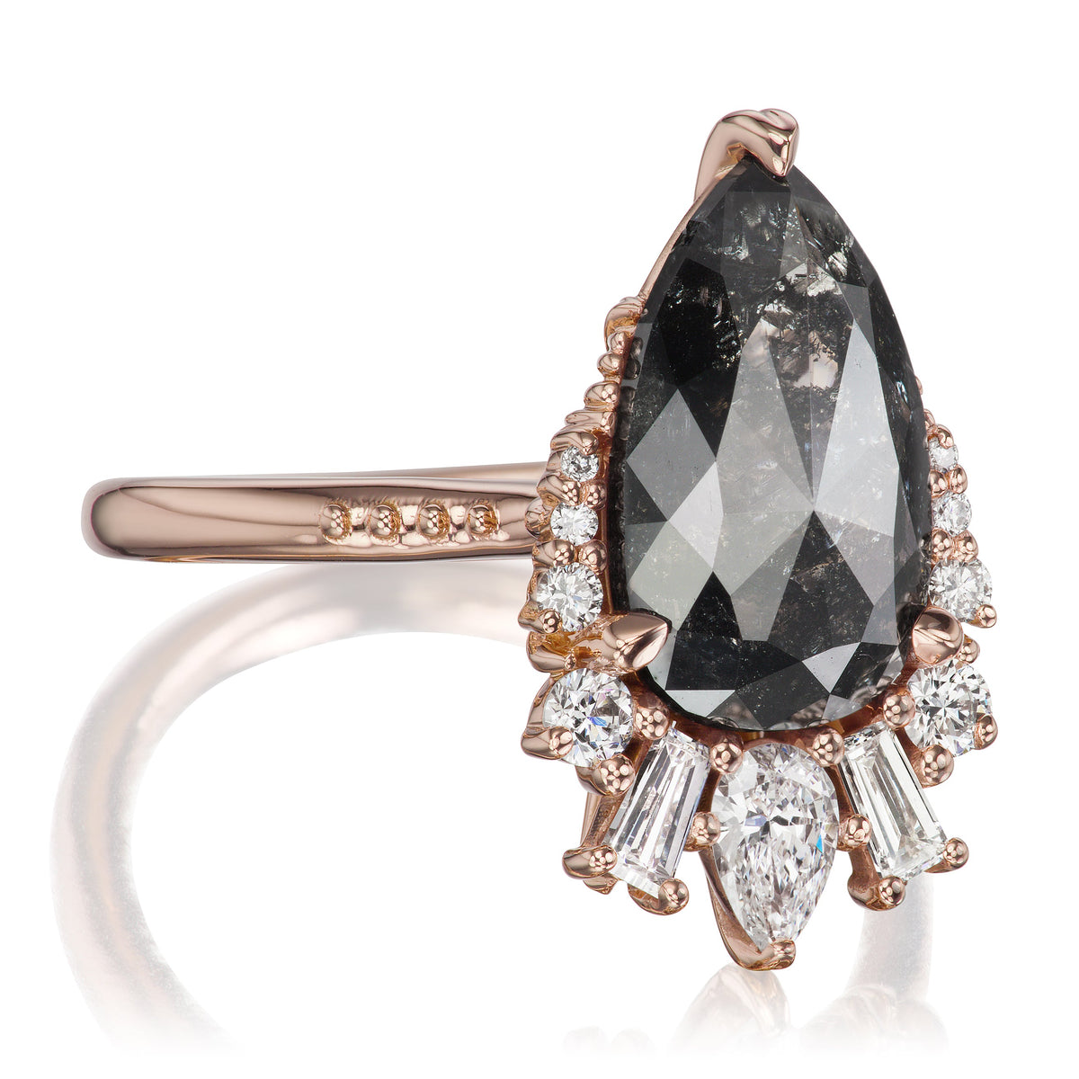 <center><strong>・ARTEMIS・</strong><br></center>Pear Rose Cut Diamond Center, Diamond Accents (3.42ctw, Ready to Ship)