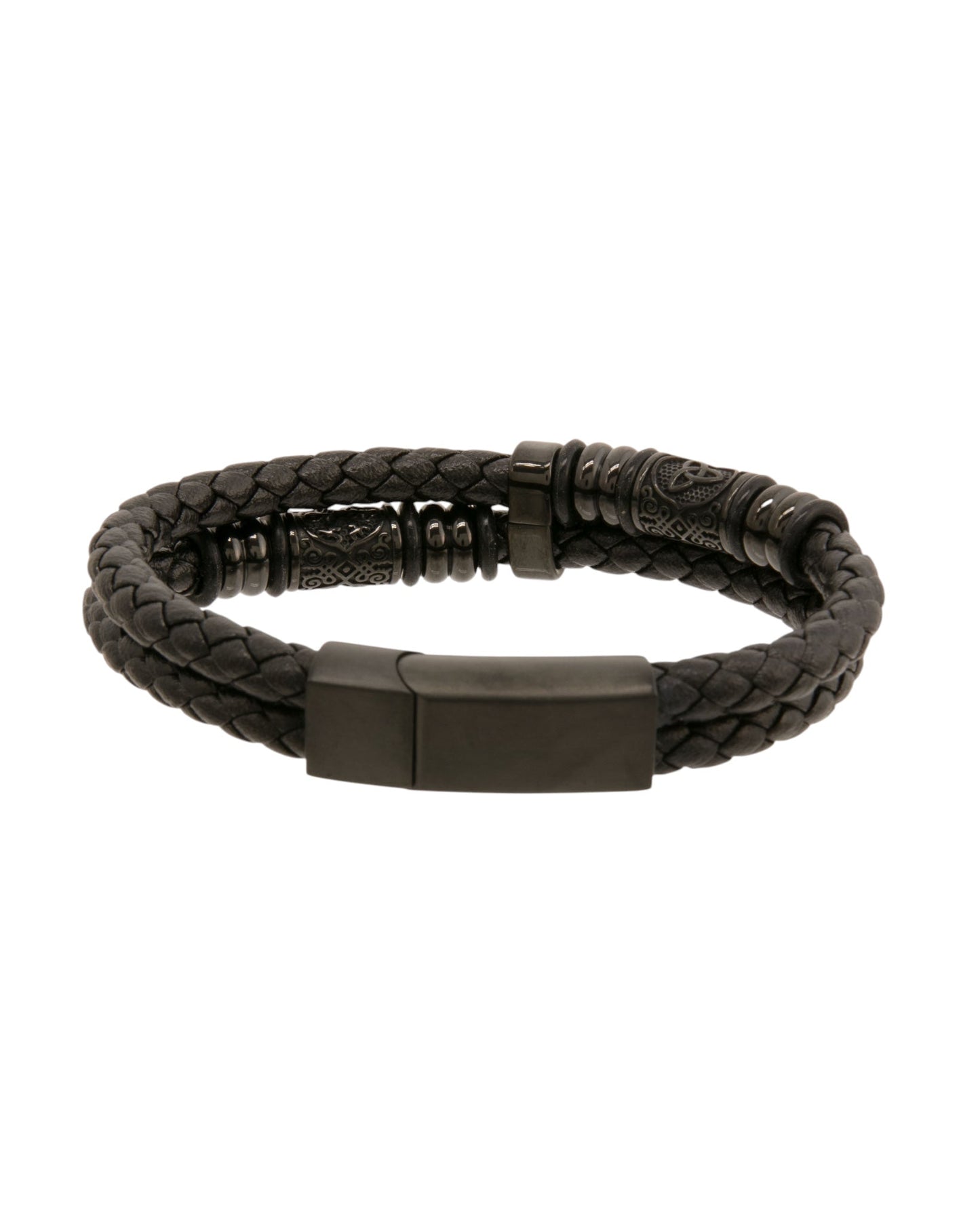 Mens Bracelet Black Double Rope