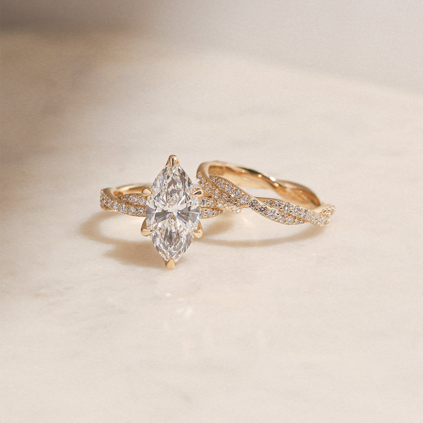 3.5 Carat Lab Grown Diamond Marquise Double Helix Ring