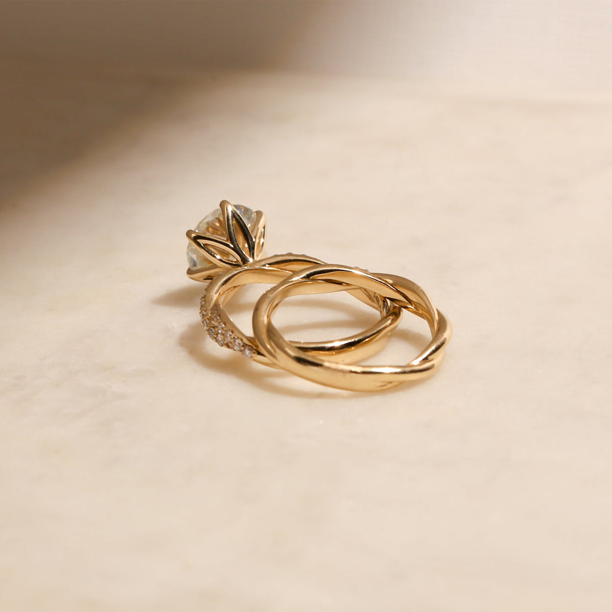 3.5 Carat Lab Grown Diamond Round Double Helix Ring