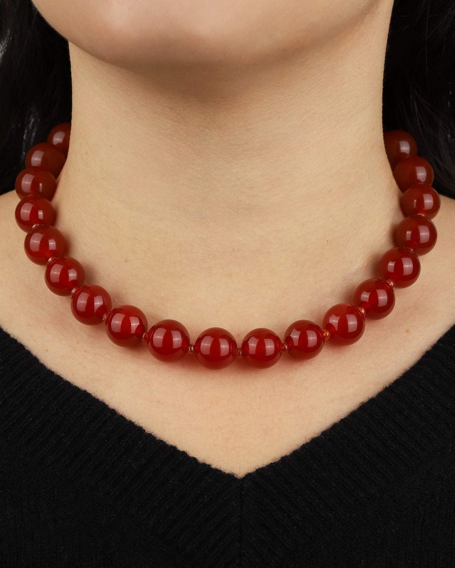 Carnelian Chunky Beaded Necklace | 14mm