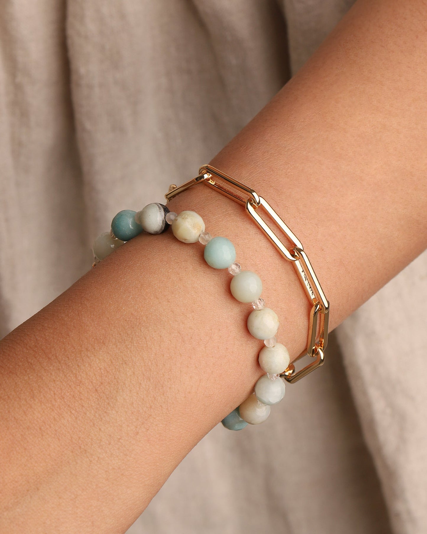 Multi Amazonite Faceted Beaded Bracelet | 8mm