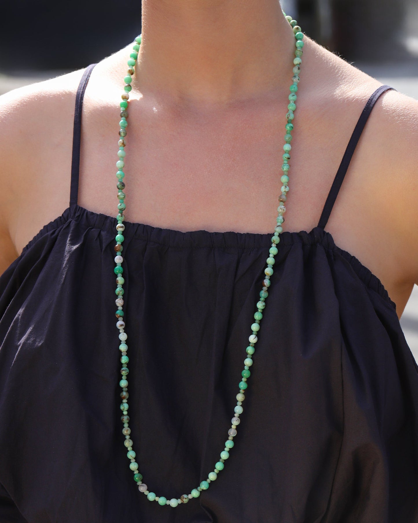 Chrysoprase Extra Long Beaded Necklace | 6mm