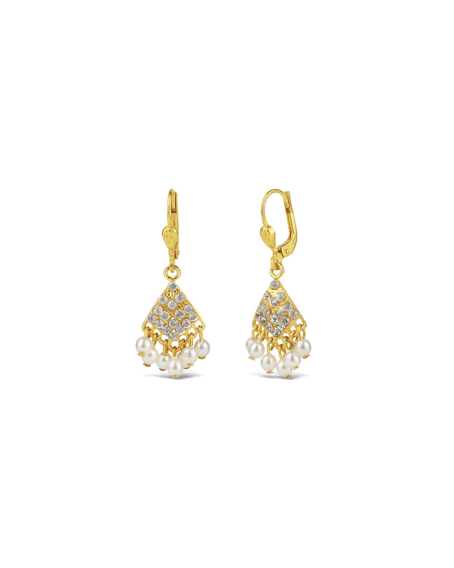 Fan Crystal Pearl Drop Hooks