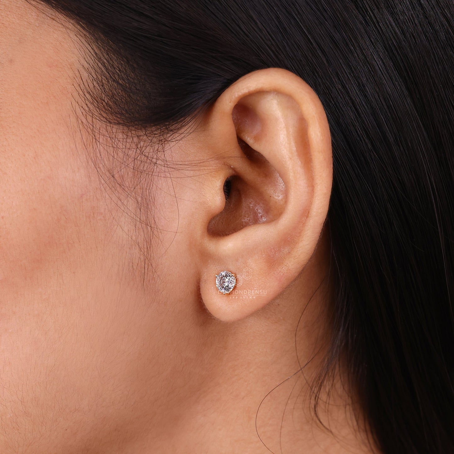 Stud Portuguese Diamond Earrings in Martini Setting