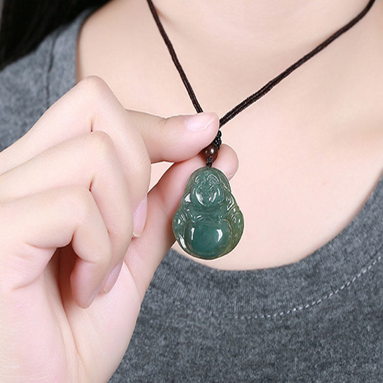 Jade Laughing Buddha Necklace