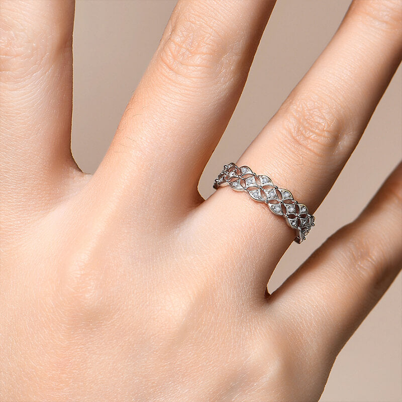 Braid Moissanite Eternity Wedding Band Ring