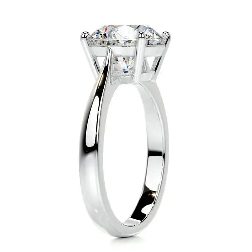 Vivid Solarii Moissanite 2.5ct Round Cut 925 Sterling Silver Solitaire Engagement Ring