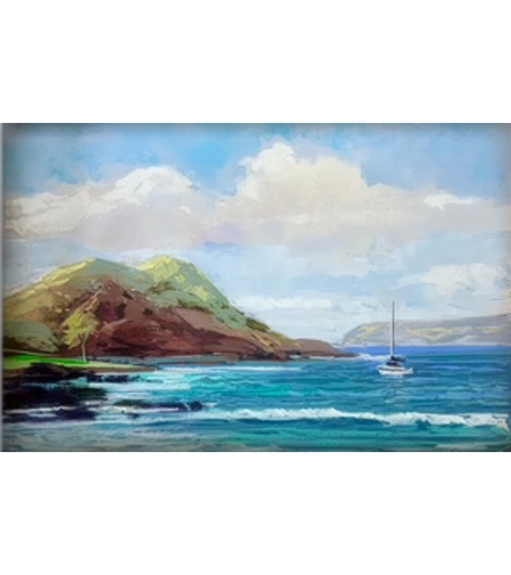 Original Pastel Painting "Makena Landing" by Michael Clements 12x8