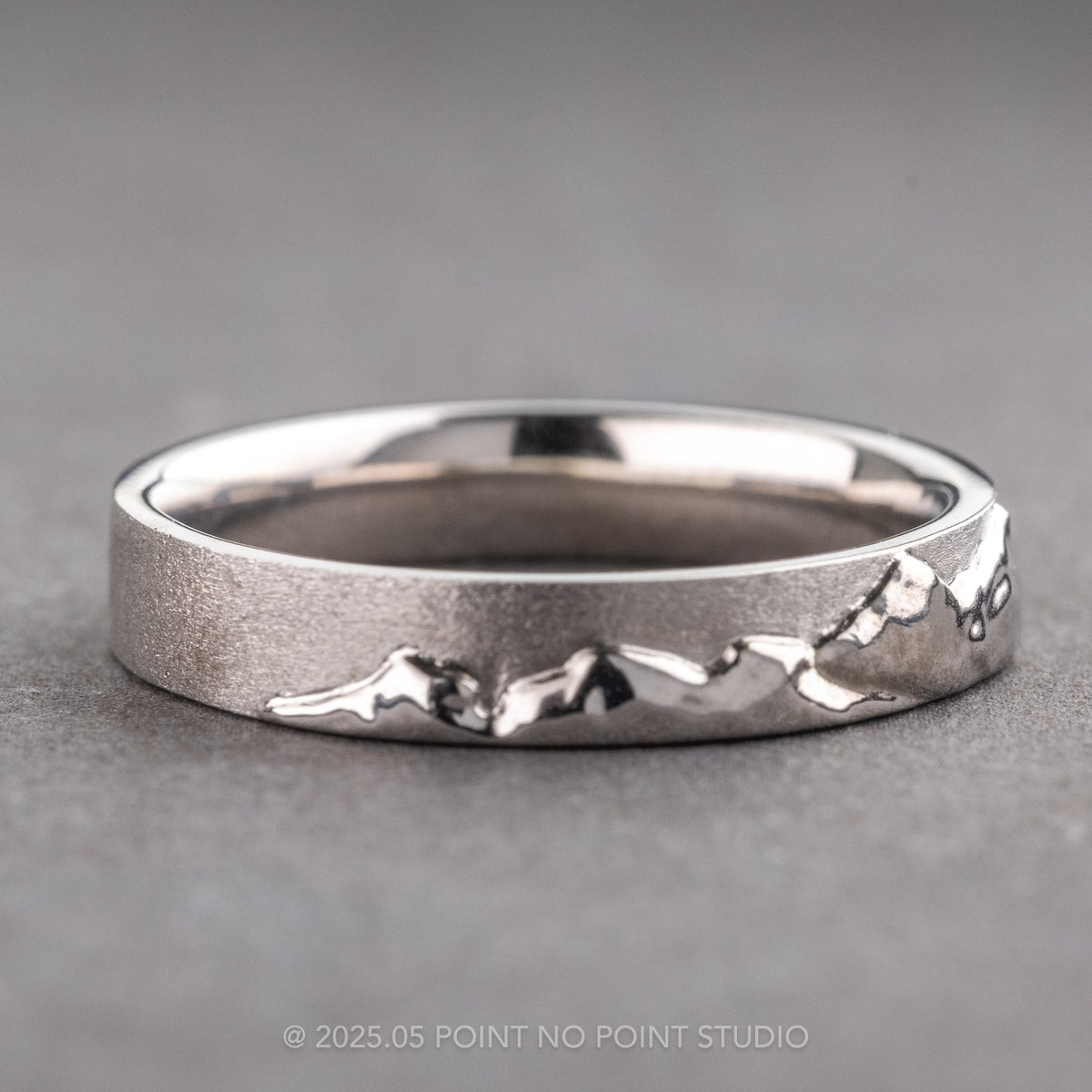 4mm Mountain Mens Wedding Ring, Matte and Polished