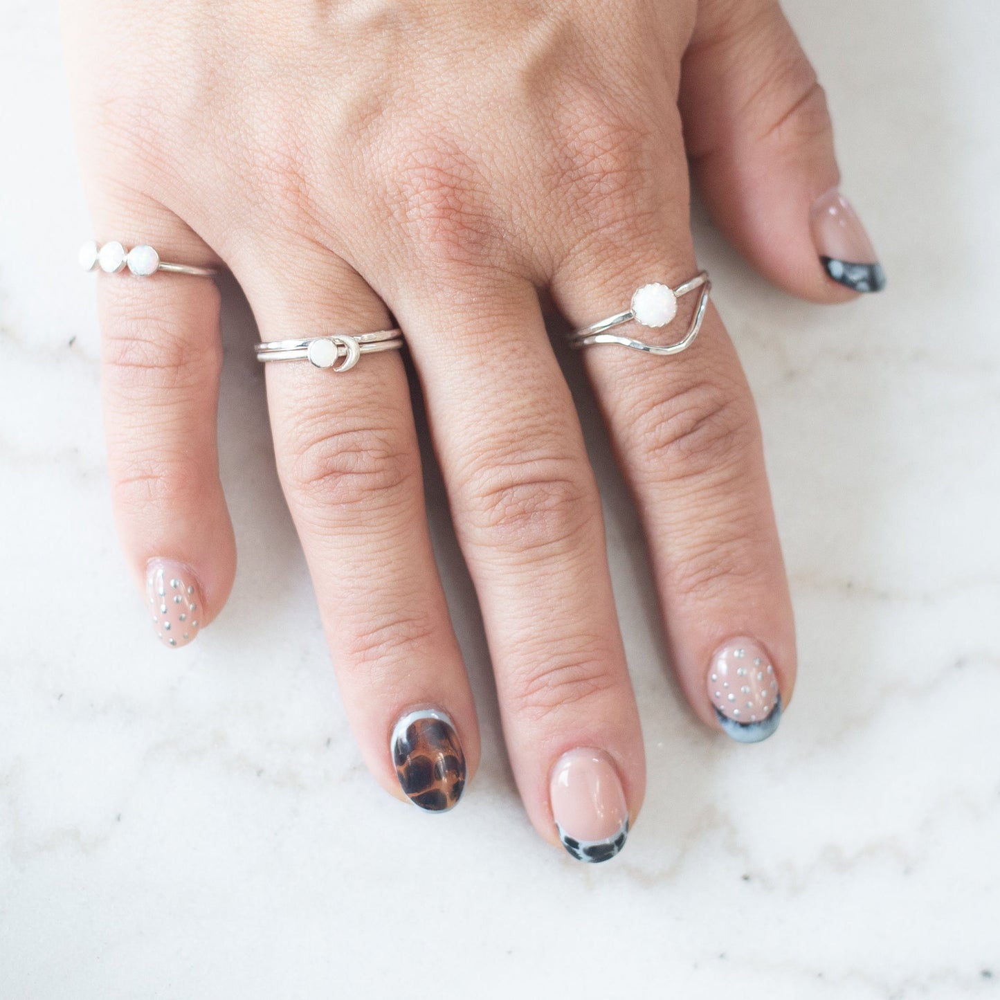 Opal Gemstone Stacking Ring in Sterling Silver