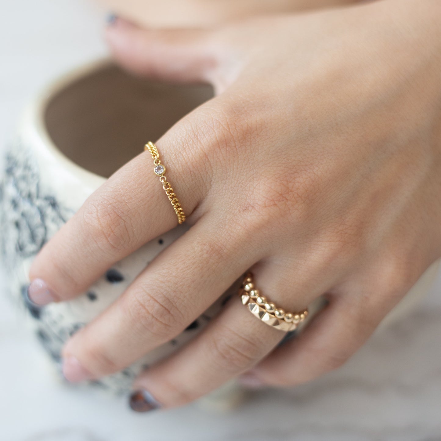 Bold Pyramid Stacking Ring - Choose your Metal - Sterling Silver or 14 Karat Yellow Gold Fill