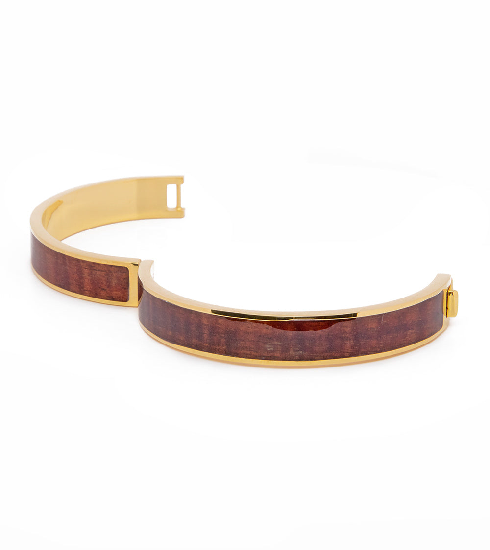 Koa Gold Plate Wide Bangle, Hinged