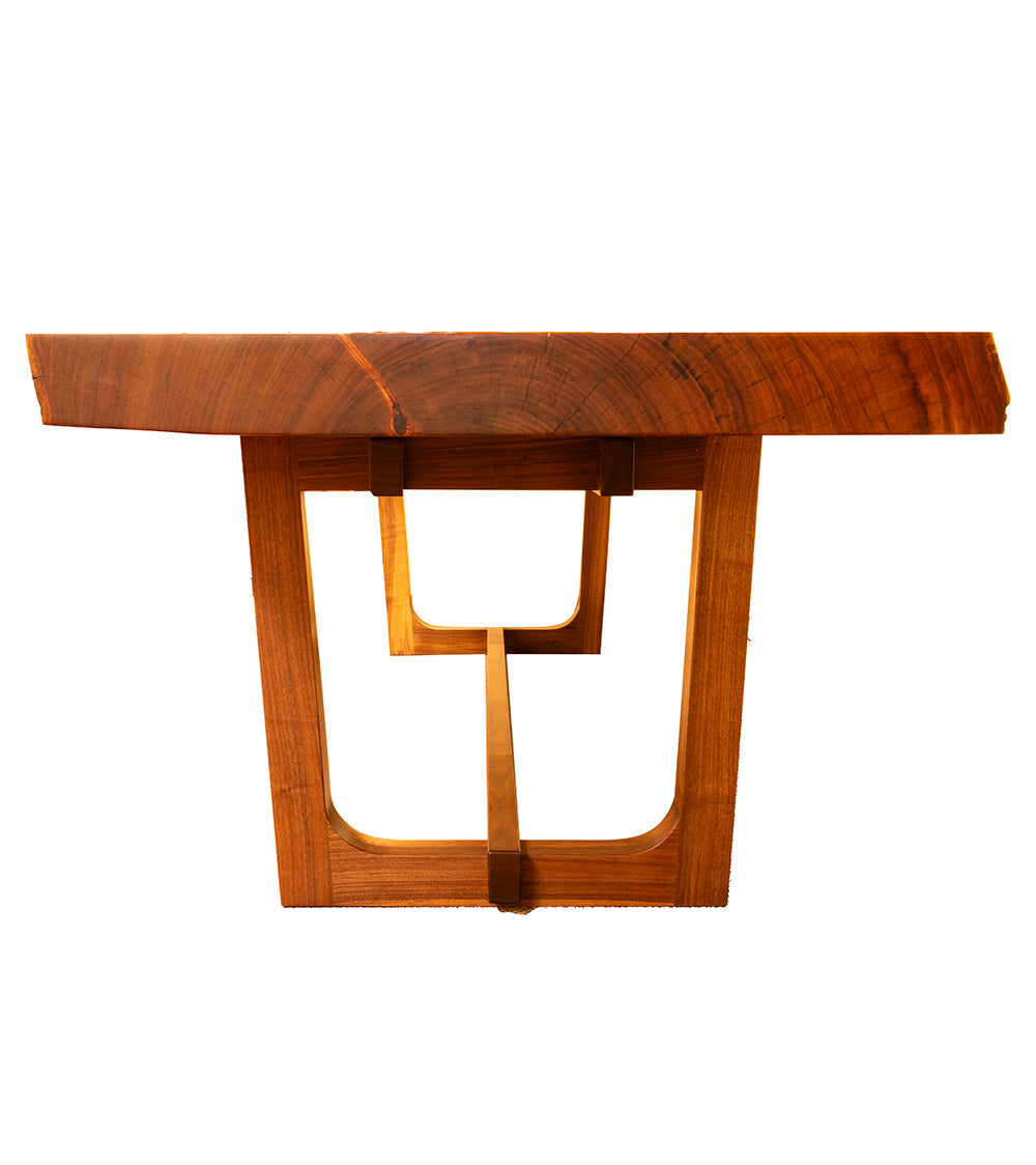 Freeform Dining Table with Natural Bark Edge with 6 Honu Inlays