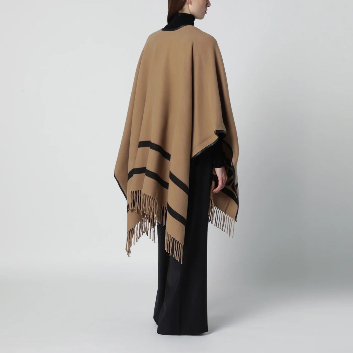 Max Mara - Camel jacquard wool poncho