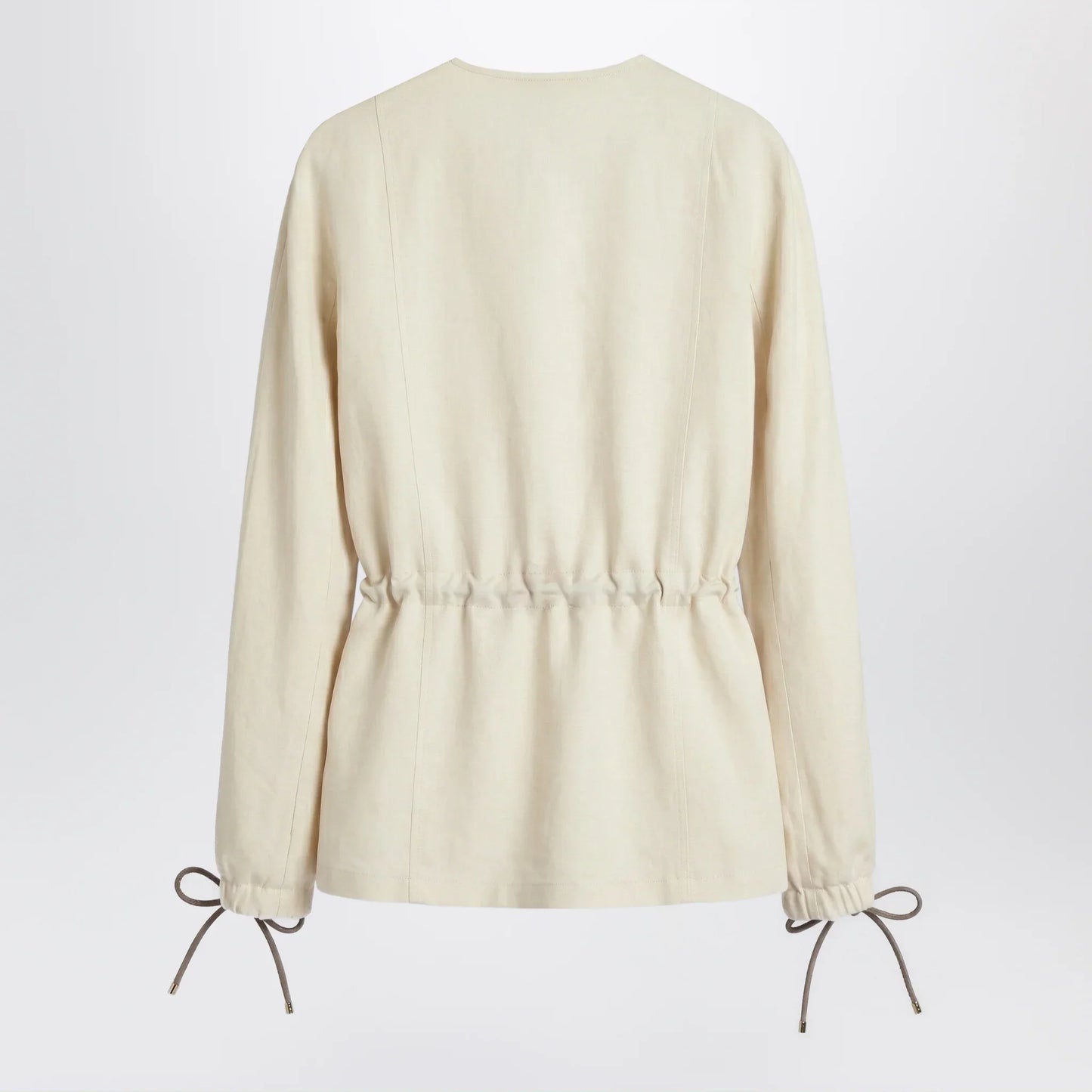 Max Mara - Beige linen and silk jacket with drawstring