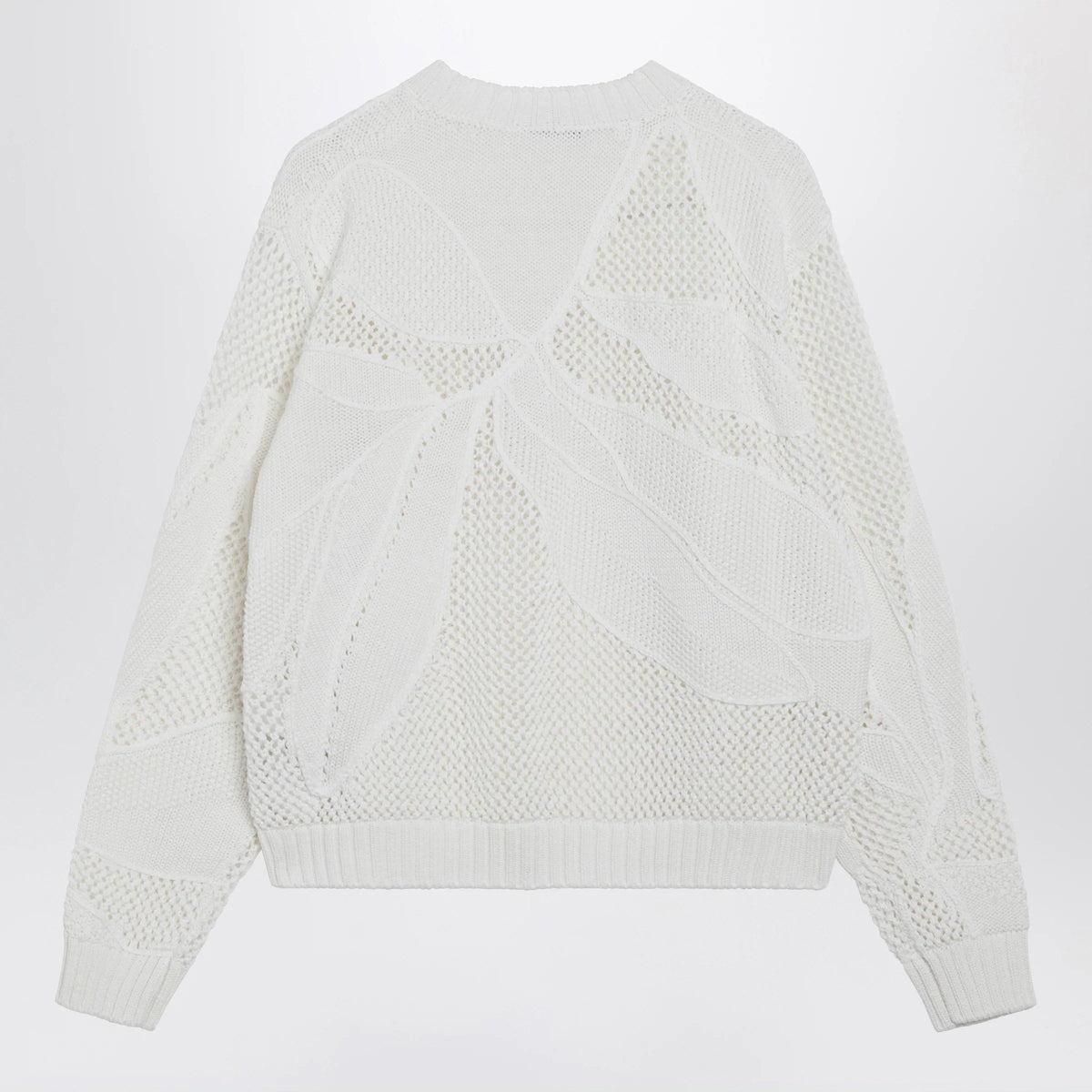 Max Mara - Embroidered cotton crewneck sweater in white