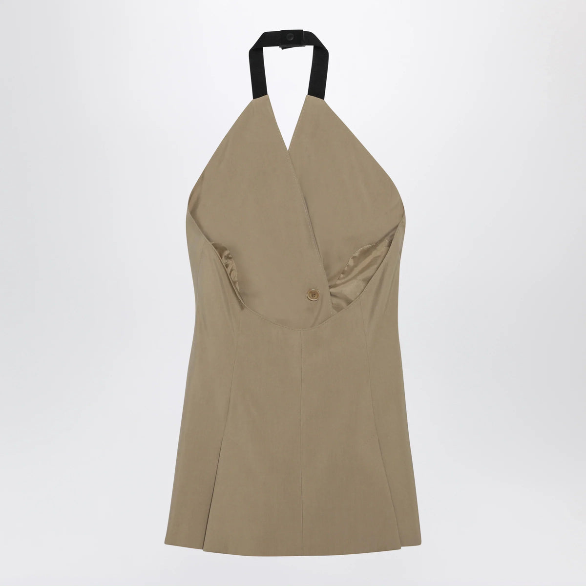 Max Mara - Sleeveless jacket in sand-colored wool and silk poplin
