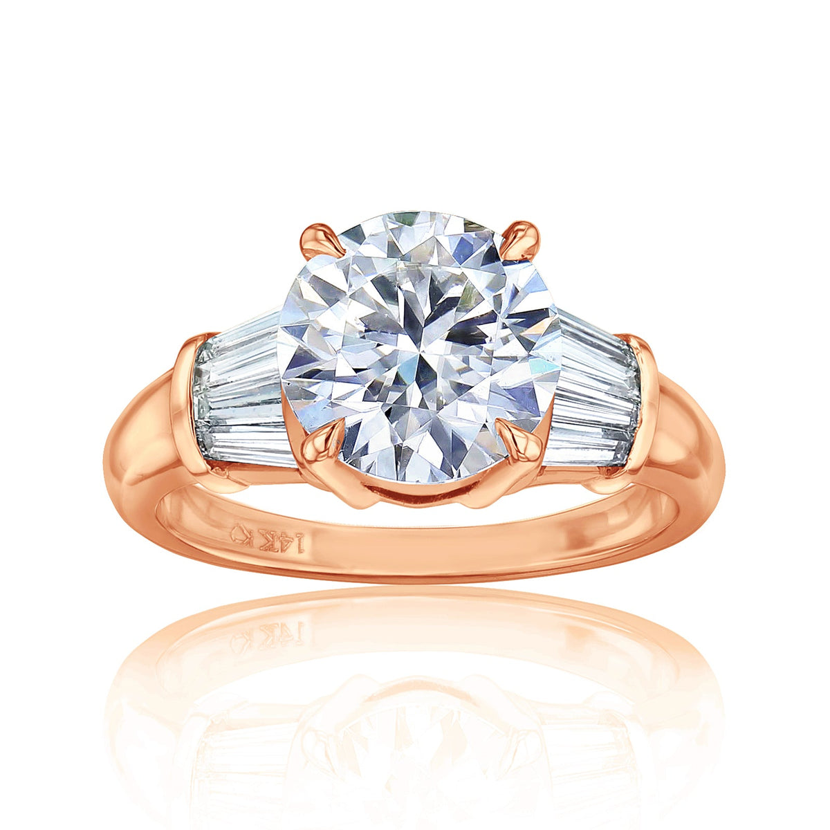 3.6 Carat Lab Grown Diamond Plain Band Round & Baguette Rina Ring