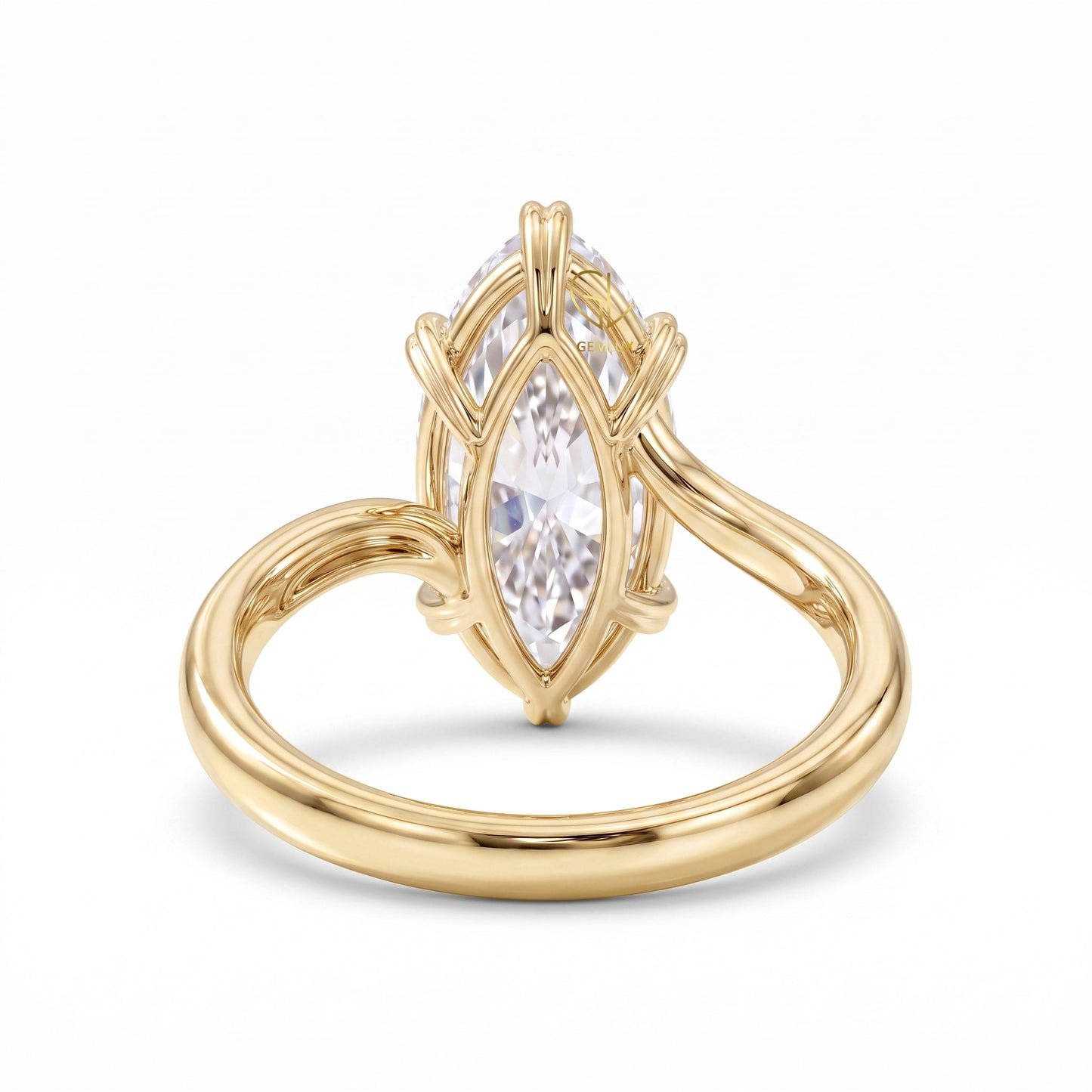 Marquise Cut Lab-Grown Diamond Swirl Bypass Solitaire Ring in White Gold