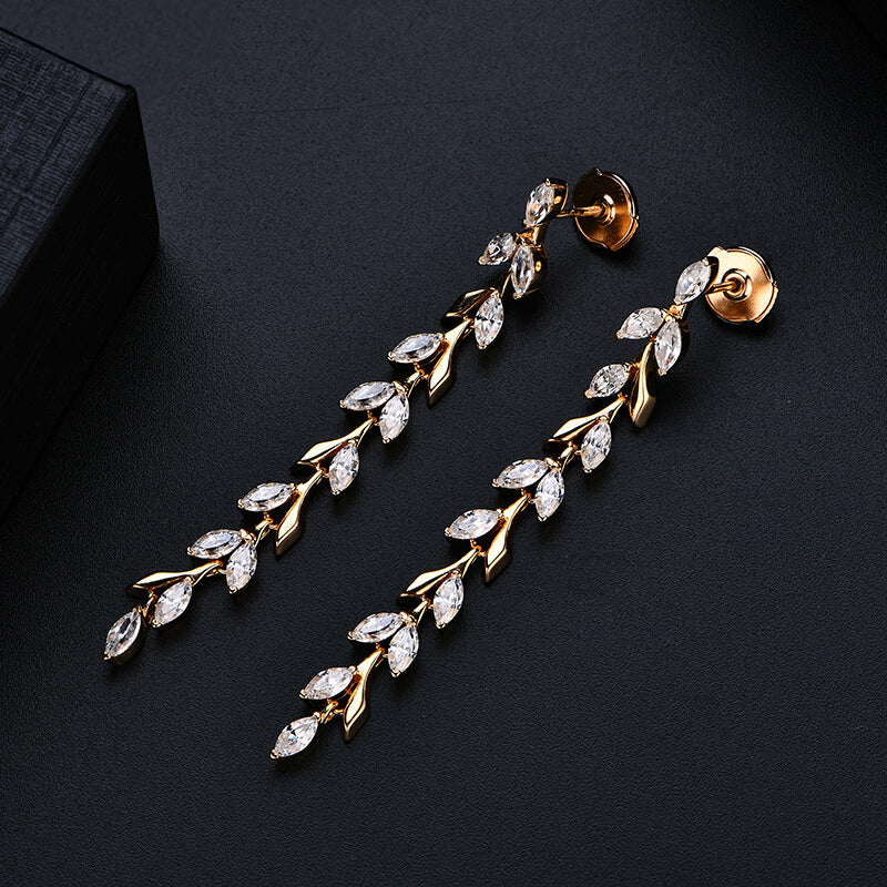 Marquise Sapphire Wheat Drop Earrings In Sterling Silver