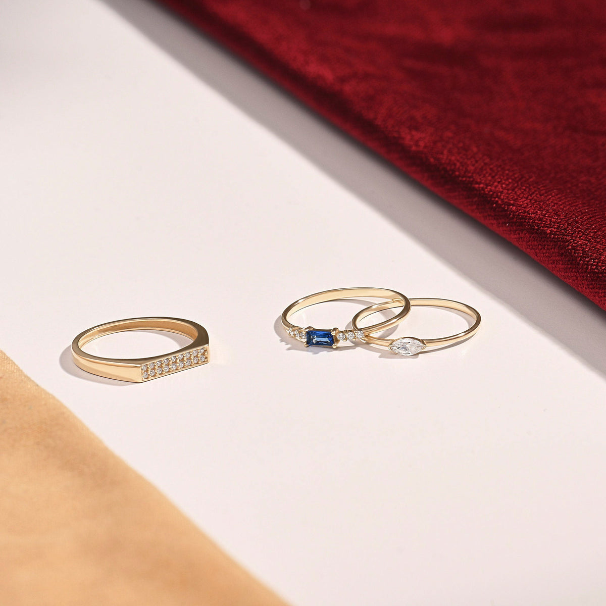 Dainty Blue Baguette Sapphire Ring – 14k Solid Gold | Minimalist Engagement Piece | September Birthstone Gift for Mom