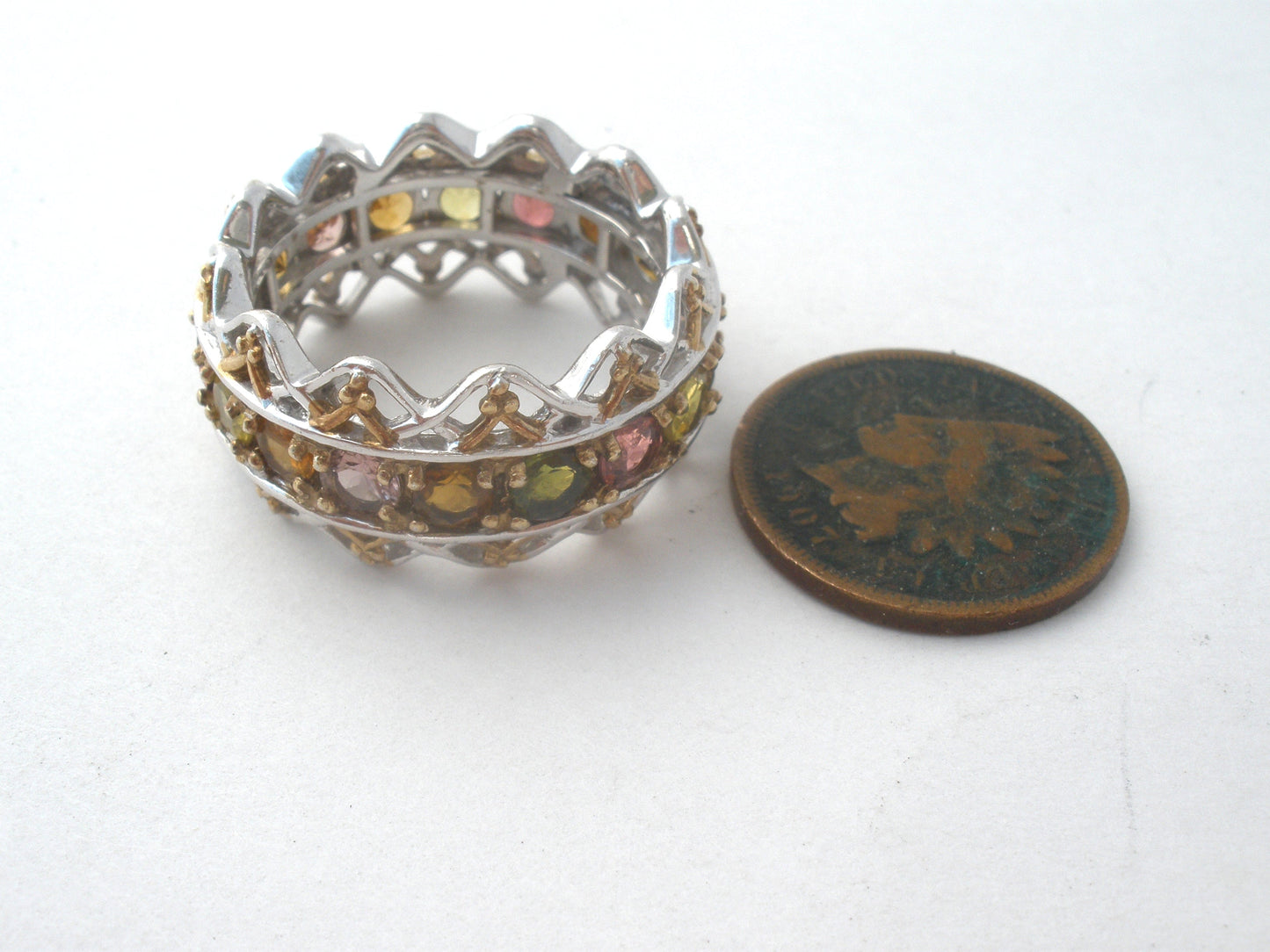 Michael Valitutti Multi Gemstone Ring Size 9