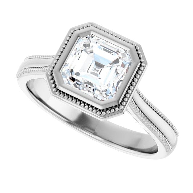 Miley Milgrain Bezel Set Solitaire Cathedral Engagement Ring - Setting only