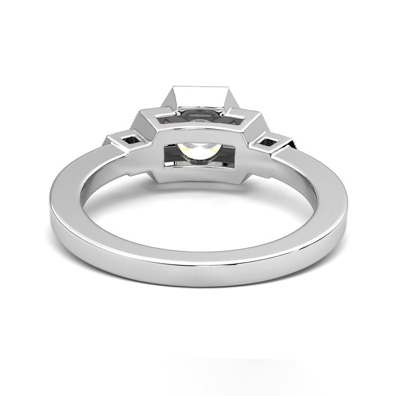 Milgrain Hexagonal Moissanite Bead Set Accents Engagement Ring