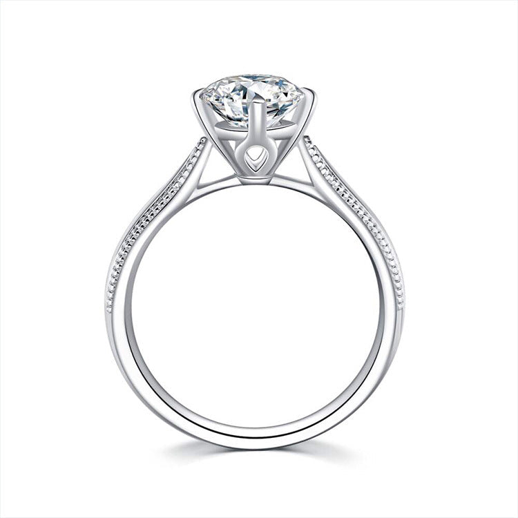 Milgrain Solitaire Moissanite Engagement Ring